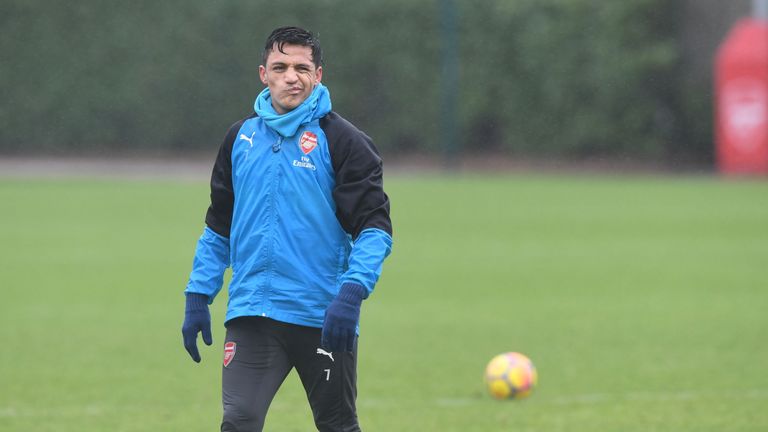 Alexis Sanchez during a training session at London Colney on January 2, 2018