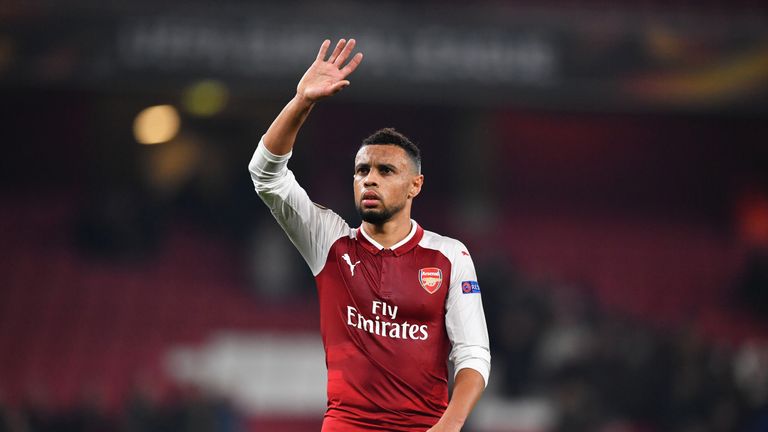 Francis Coquelin after the UEFA Europa League Group H match between Arsenal and Red Star Belgrade at The Emirates Stadium in London on November 2, 2017