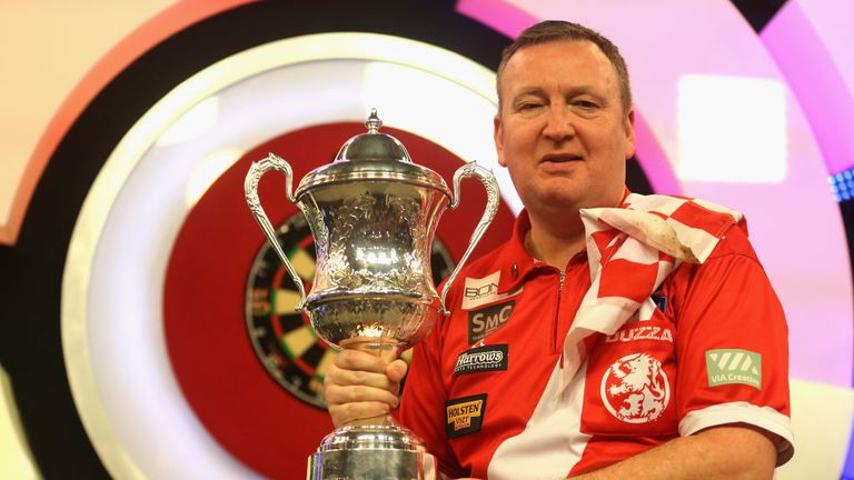 Glen Durrant of England celebrates victory following the final of the BDO World Darts Championship against Mark McGeeney