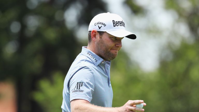 JOHANNESBURG, SOUTH AFRICA - JANUARY 14:  Branden Grace of South Africa acknowledges the crowd on the 4th green during day four of the BMW South African Op