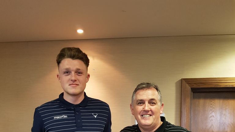 Harry Souttar (L) welcomed to Ross County by manager Owen Coyle - pic Ross County FC