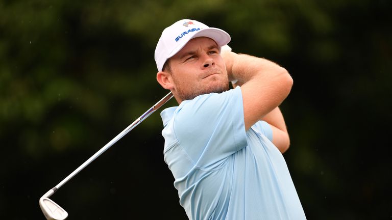 KUALA LUMPUR, MALAYSIA - JANUARY 13:  Tyrell Hatton of Europe tees off during the foursomes matches on day two of the 2018 EurAsia Cup presented by DRB-HIC