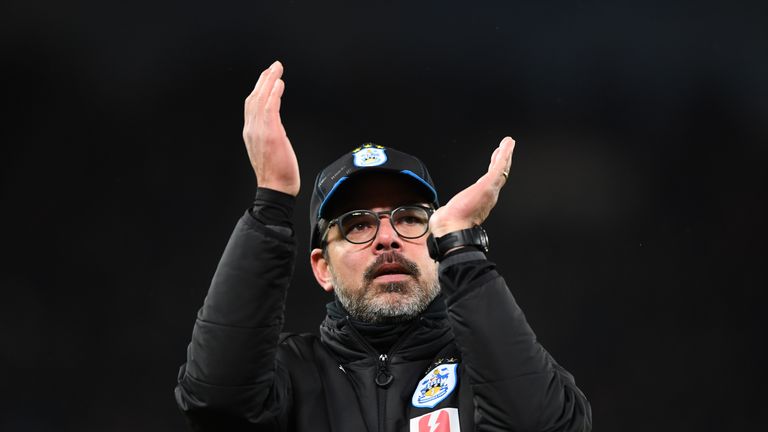 David Wagner applauds the Huddersfield fans after the Stoke loss