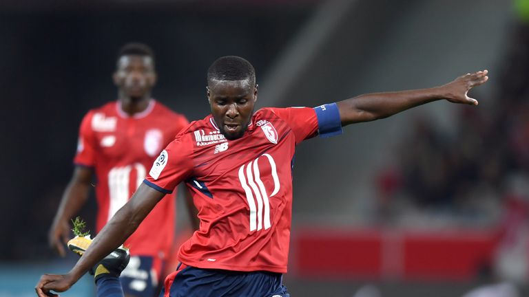 Lille's defender  Ibrahim Amadou kicks the ball during the French L1 football match between Lille OSC (LOSC) and Bordeaux