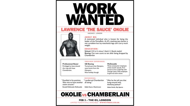Isaac Chamberlain took out an advert in Lawrence Okolie's local newspaper