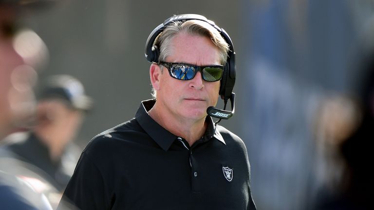 CARSON, CA - DECEMBER 31:  Head Coach Jack Del Rio of the Oakland Raiders looks on during the first quarter of the game against the Los Angeles Chargers at