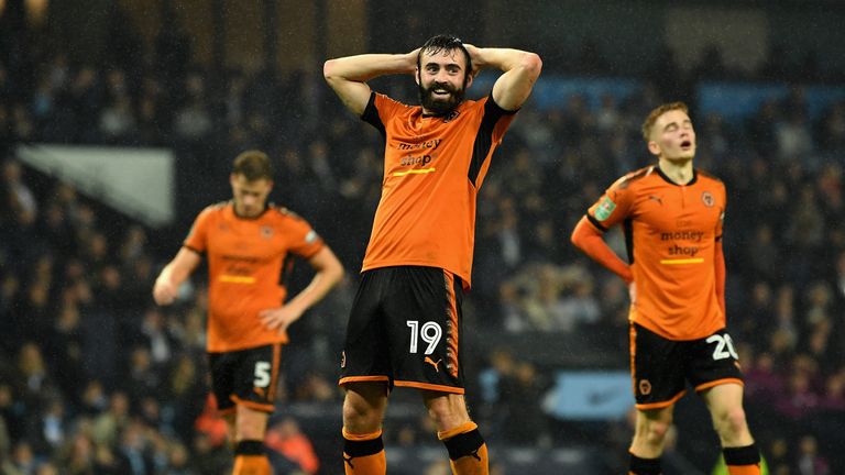 Jack Price during the Carabao Cup Fourth Round match between Manchester City and Wolverhampton Wanderers