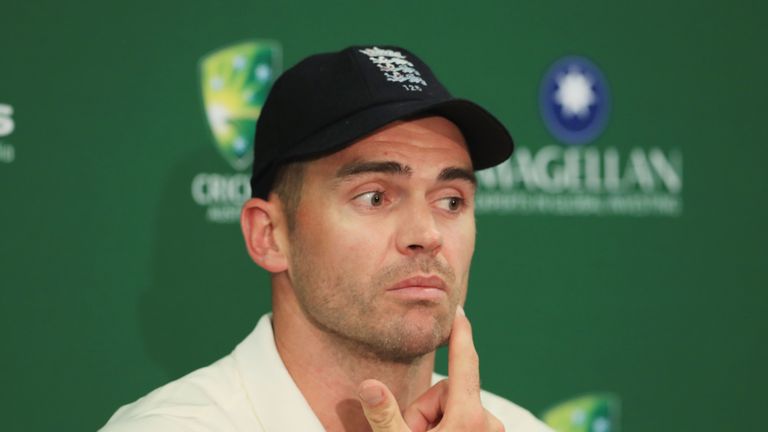 SYDNEY, AUSTRALIA - JANUARY 08:  James Anderson of England  gives a press conference after day five  of the Fifth Test match in the 2017/18 Ashes Series be