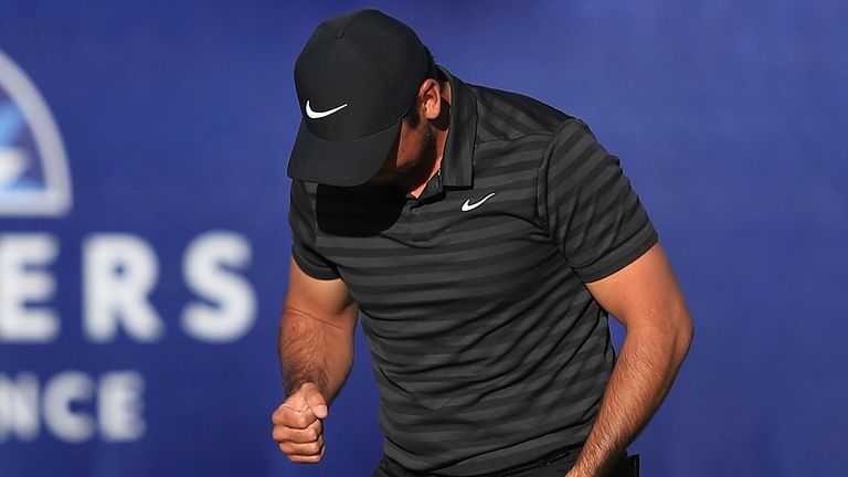 SAN DIEGO, CA - JANUARY 29:  Jason Day of Australia celebrates after winning the sixth playoff hole on the 18th hole to win   the Farmers Insurance Open at