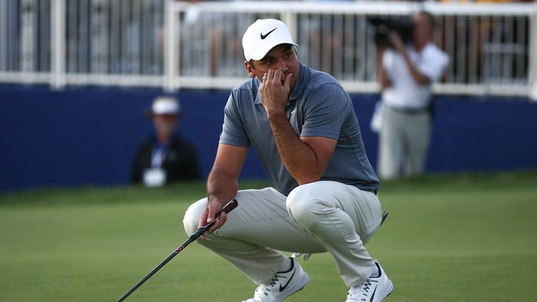 SAN DIEGO, CA - JANUARY 28:  Jason Day of Australia reacts after missing a putt on the 17th green on the fourth playoff hole during the final round of the 