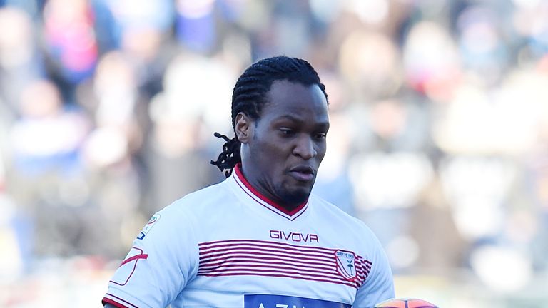 MODENA, ITALY - JANUARY 17:  Jerry Mbakogu of Carpi FC in action during the Serie A match between Carpi FC v UC Sampdoria at Alberto Braglia Stadium on Jan