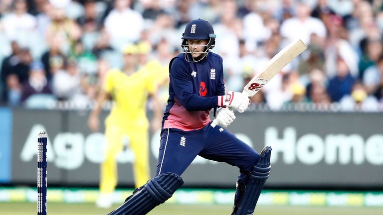 MELBOURNE, AUSTRALIA - JANUARY 14:  Joe Root of England bats during game one of the One Day International Series between Australia and England at Melbourne