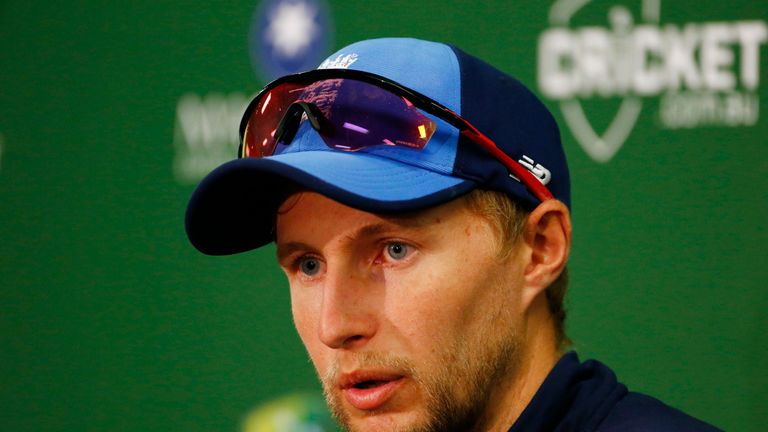 Joe Root faces the media during a press conference at Sydney Cricket Ground