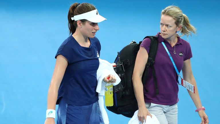 Johanna Konta had to leave the court for treatment in Brisbane
