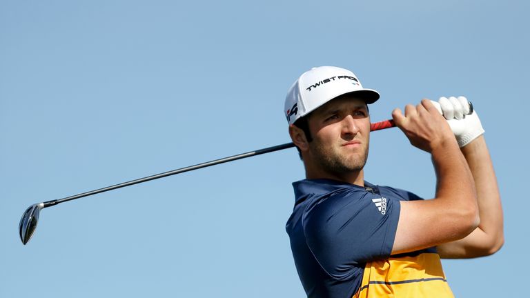 SAN DIEGO, CA - JANUARY 27:  Jon Rahm of Spain plays his shot from the second tee during the third round of the Farmers Insurance Open at Torrey Pines Sout