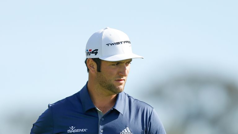 SAN DIEGO, CA - JANUARY 27:  Jon Rahm of Spain looks on on the first green during the third round of the Farmers Insurance Open at Torrey Pines South on Ja