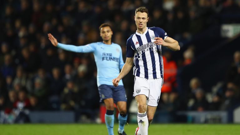 Jonny Evans of West Bromwich Albion during the Premier League match between West Bromwich Albion and Newcastle United