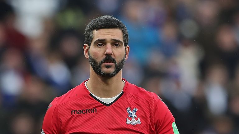 LEICESTER, ENGLAND - DECEMBER 16:  Julian Speroni of Crystal Palace in action during the Premier League match between Leicester City and Crystal Palace at 