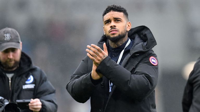 Brighton's new signing Jurgen Locadia is introduced to the crowd ahead of the Premier League match against Chelsea