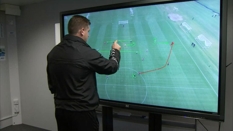 Manager Karl Robinson analysing drone footage of Charlton training