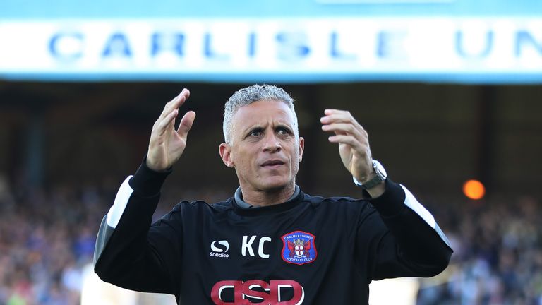 CARLISLE, ENGLAND - MAY 14: Carlisle United manager Keith Curle is seen during the Sky Bet League Two match between Carlise United and Exeter City at Brunt