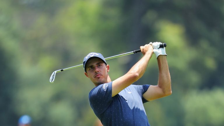 JOHANNESBURG, SOUTH AFRICA - JANUARY 13:  Chase Koepka of the United States plays his second shot on the 4th hole during day three of the BMW South African