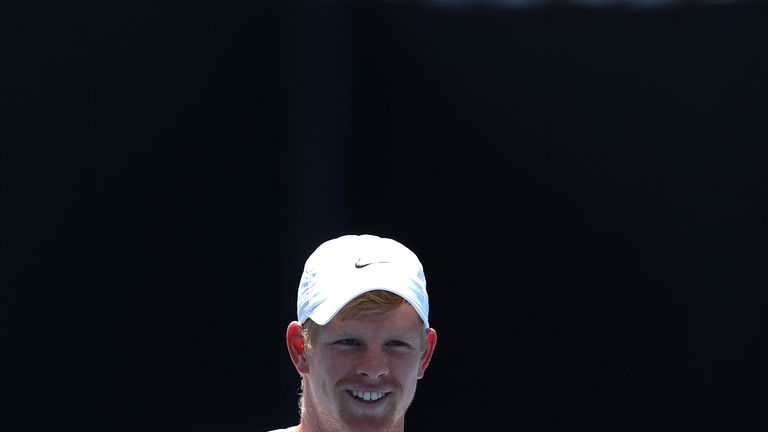 MELBOURNE, AUSTRALIA - JANUARY 24:  Kyle Edmund of Great Britain looks on in a practice session on day 10 of the 2018 Australian Open at Melbourne Park on 