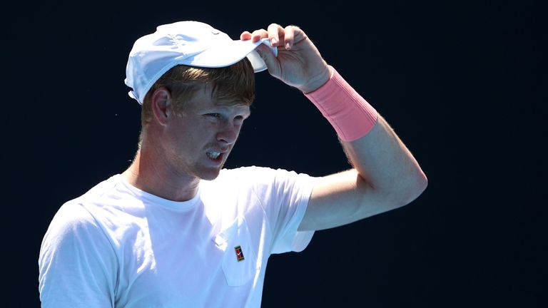 Kyle Edmund of Great Britain looks on in a practice session on day 10 of the 2018 Australian Open at Melbourne Park