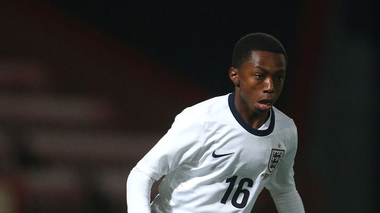 BOURNEMOUTH, ENGLAND - NOVEMBER 08: England's Kyle Edwards looks to attack during the Victory Shield match between England U16 and Northern Ireland U16 at 