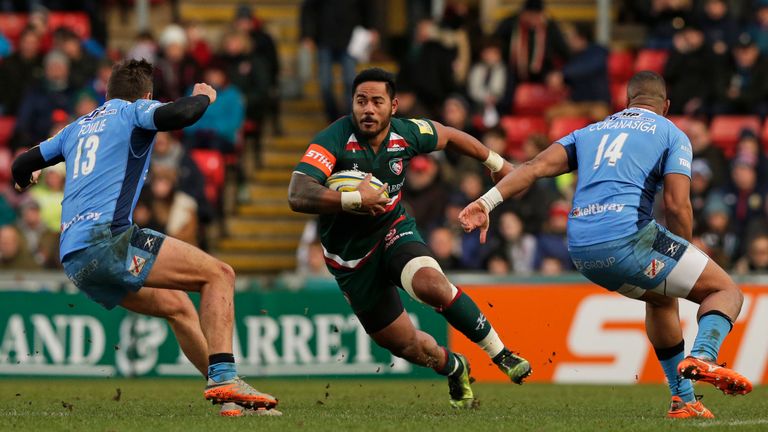 Manu Tuilagi made his 100th appearance for Leicester Tigers at Welford Road