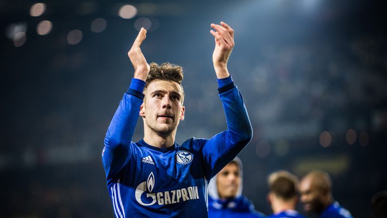 DORTMUND, GERMANY - NOVEMBER 25: (EDITORS NOTE: Image has been digitally enhanced.)  Leon Goretzka of Schalke celebrates after the Bundesliga match between