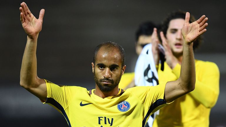Paris Saint-Germain's Brazilian midfielder Lucas Moura reacts at the end of the French L1 football match between Angers (SCO) and Paris Saint-Germain (PSG)