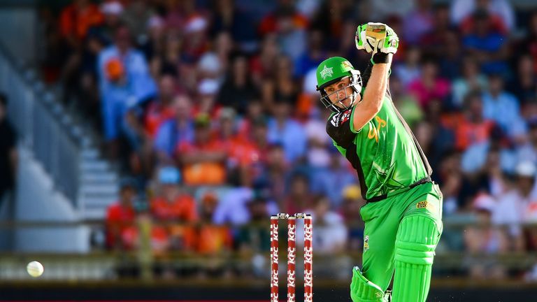 PERTH, AUSTRALIA - DECEMBER 26:  Luke Wright of the Melbourne Stars plays driving a shot during the Big Bash League match between the Perth Scorchers and t