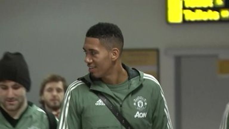 Luke Shaw and Chris Smalling were with the United squad at Manchester airport
