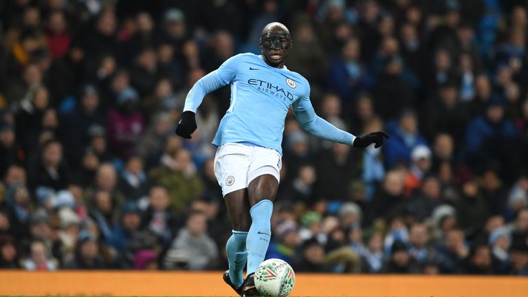 Eliaquim Mangala of Manchester City during the Carabao Cup Semi-Final First Leg match between Manchester City and Bristol City at Etihad Stadium on January
