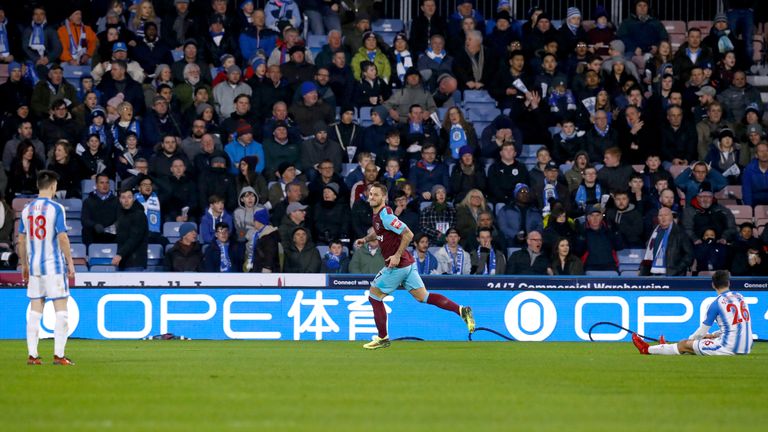 West Ham United's Marko Arnautovic celebrates scoring his side's second goal against Huddersfield