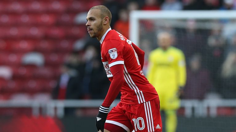 MIDDLESBROUGH, ENGLAND - JANUARY 06:  Martin Braithwaite  of Middlesbrough during The Emirates FA Cup Third Round match between Middlesbrough and Sunderlan