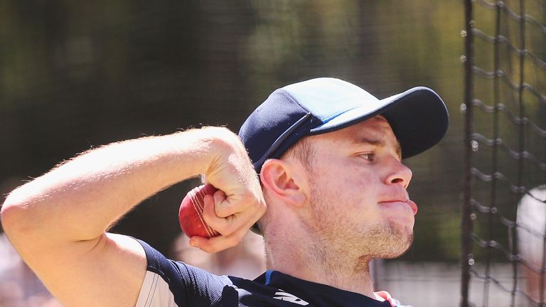 MELBOURNE, AUSTRALIA - DECEMBER 24:  Mason Crane bowls during an England nets session at the Melbourne Cricket Ground on December 24, 2017 in Melbourne, Au