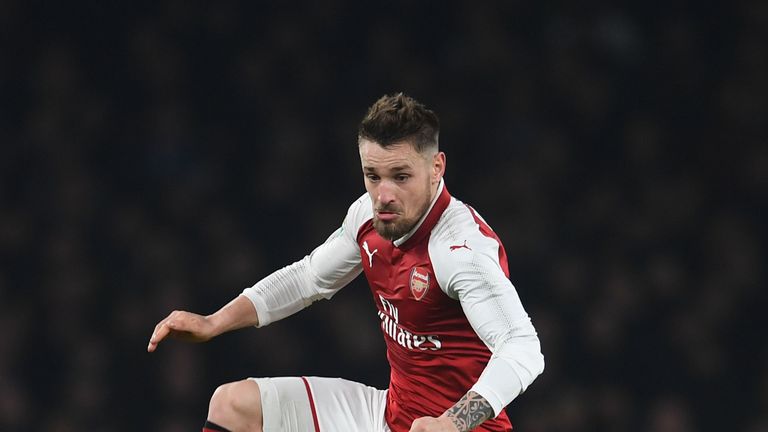 Mathieu Debuchy during the Carabao Cup Quarter Final match between Arsenal and West Ham United at Emirates Stadium on December 19