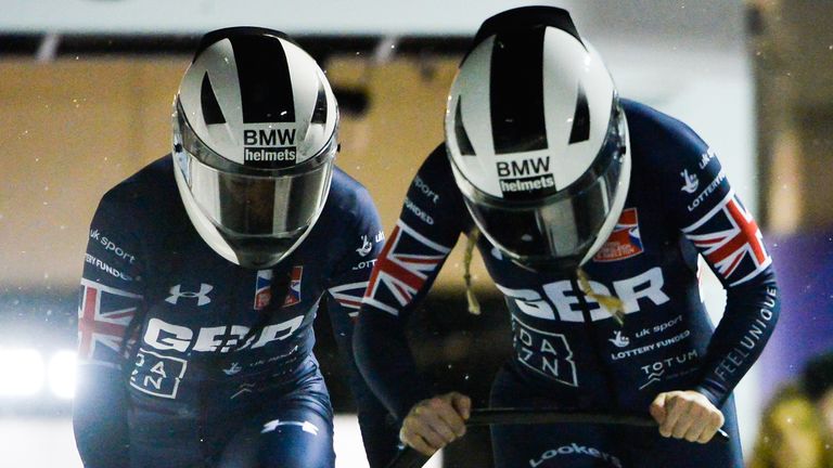 PARK CITY, UT - NOVEMBER 17:  Mica McNeill and Mica Moore of Great Britain compete in the 2-woman Bobsleigh during the BMW IBSF Bobsleigh and Skeleton Worl