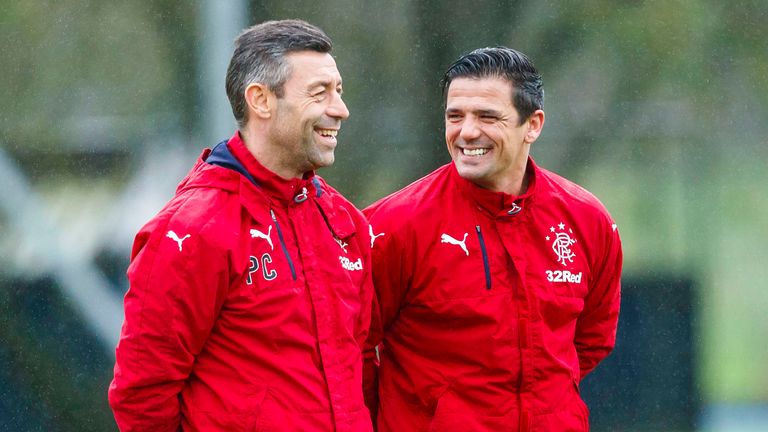 Novo with former Rangers manager Pedro Caixinha 