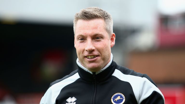 BRENTFORD, ENGLAND - OCTOBER 14: Neil Harris Manager of Millwall looks on prior to the Sky Bet Championship match between Brentford and Millwall at Griffin