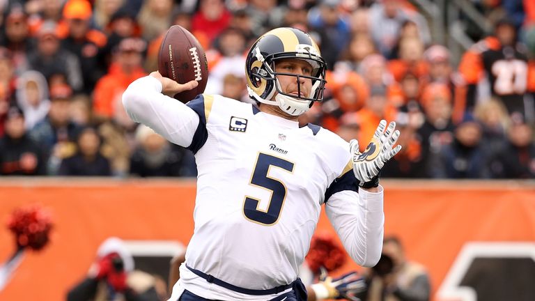 CINCINNATI, OH - NOVEMBER 29: Nick Foles #5 of the St. Louis Rams winds up for a pass during the game against the Cincinnati Bengals at Paul Brown Stadium 