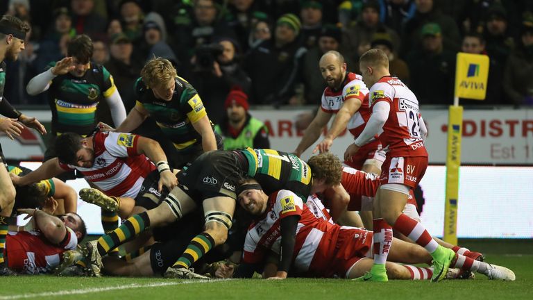 The Northampton pack secured a penalty try to clinch the game at the last 