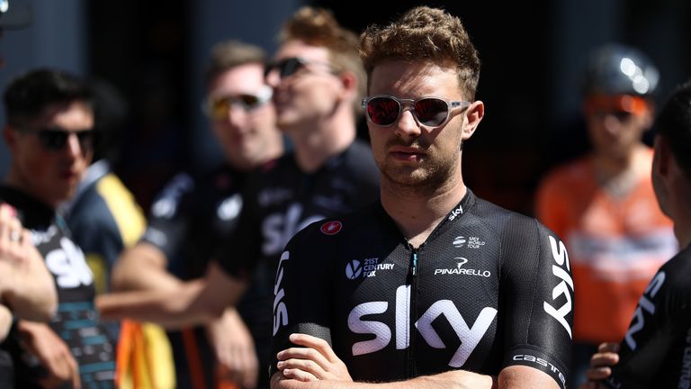 SACRAMENTO, CA - MAY 14:  Owain Doull of Great Britain and Team SKY looks on at the start stage one of the AMGEN Tour of California
