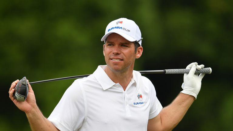 KUALA LUMPUR, MALAYSIA - JANUARY 10:  Paul Casey of Team Europe looks on during practice prior to the start of the Eurasia Cup at Glenmarie G&CC on January