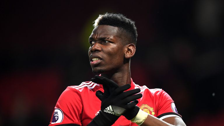 Paul Pogba of Manchester United reacts following the Premier League match between Manchester United and Stoke City at Old