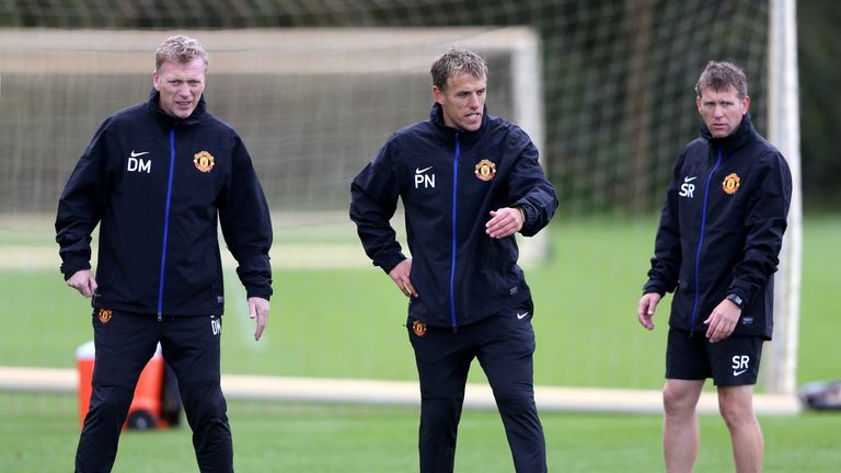 Phil Neville worked as a coach at Manchester United alongside David Moyes