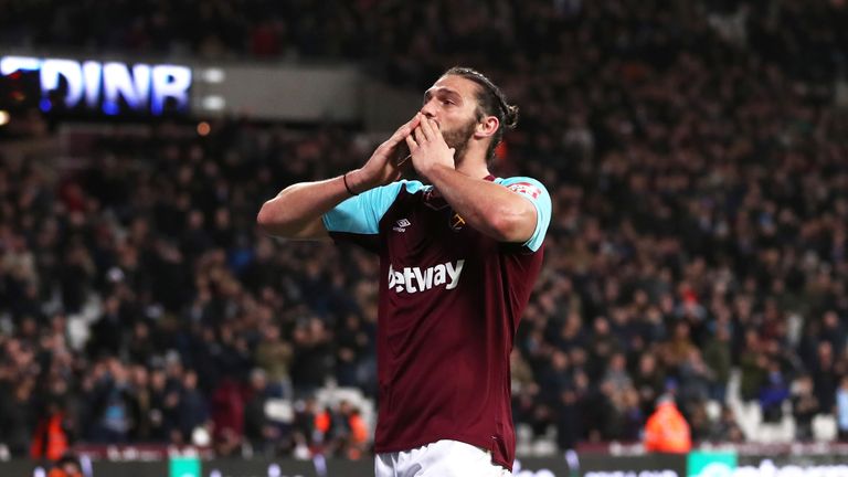 Andy Carroll celebrates his second half equaliser
