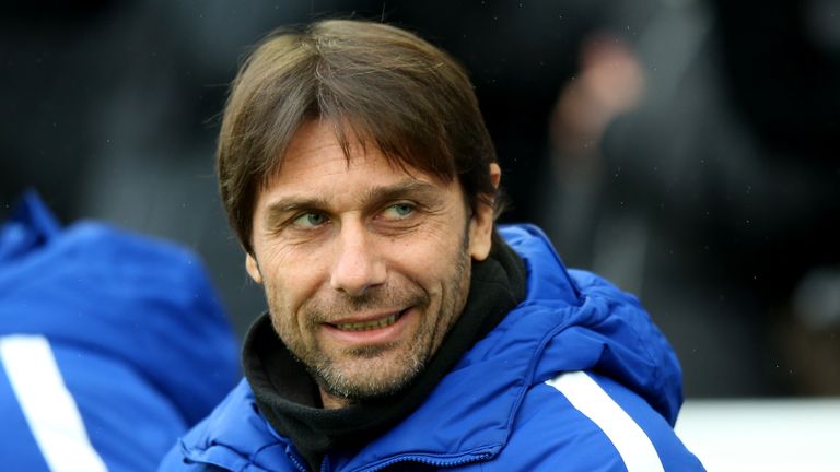 Antonio Conte prior to the Premier League match between Brighton and Hove Albion and Chelsea 